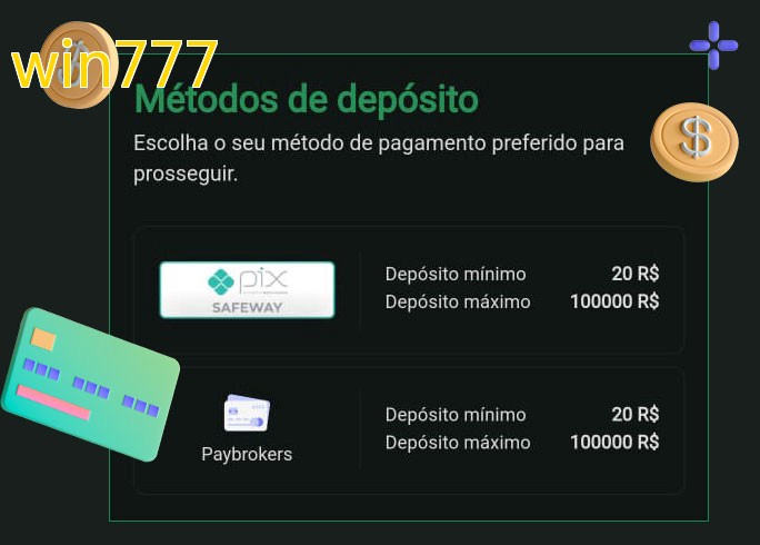 O cassino win777bet oferece uma grande variedade de métodos de pagamento